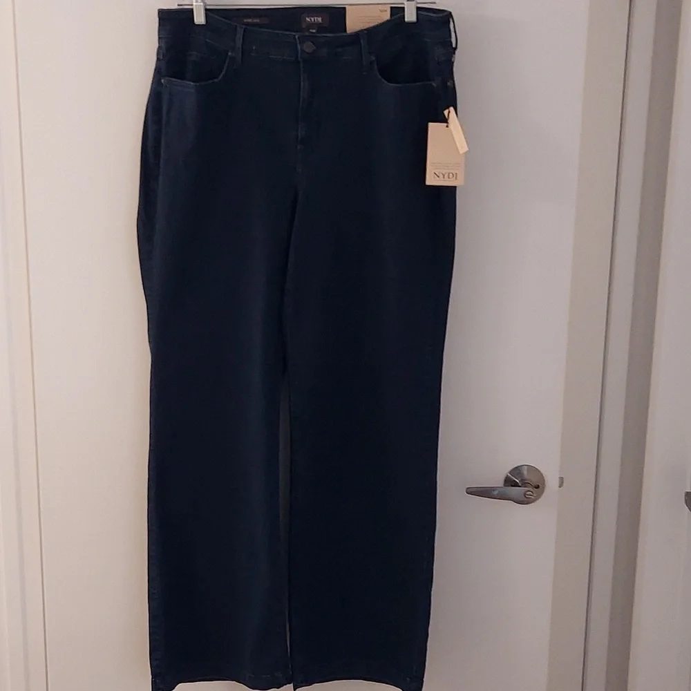 🚨SALE🚨 NYDJ Women's Dark Blue Teresa Wide Leg Jeans NWT - Picture 4 of 16